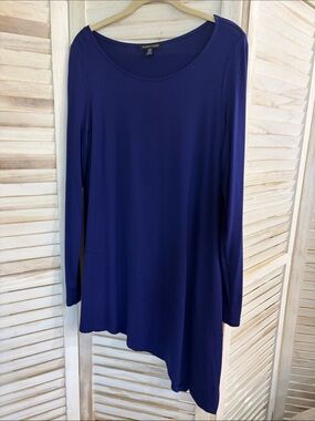 Eileen Fisher Long-Sleeve Asymmetric Tunic in Royal Purple